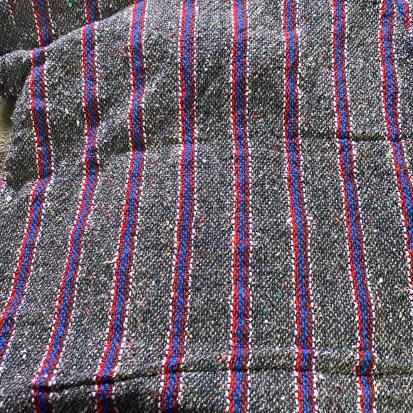 Frank's Textiles Hooded Pullover Poncho Small Gray/Wh/Red Baja Surfer/Skater EUC - Picture 7 of 8